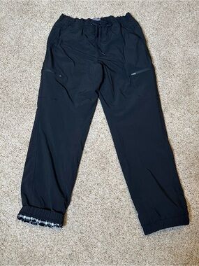 Eddie Bauer Black Flannel Lined Elastic-Waist Utility Joggers